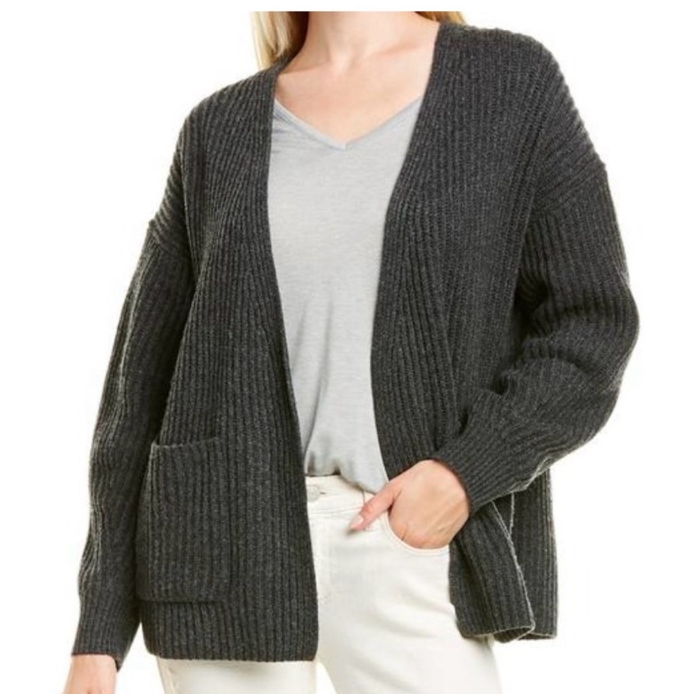 Madewell Wool Blend Redford Cardigan Sweater with Pockets in Gray. Medium